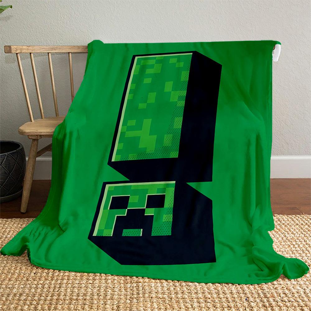 1pc Creeper Pixel game Theme Design Flannel Blanket - 3D Printed Soft Warm, All-Season Lightweight Throw for Camping Travel Bed-080713