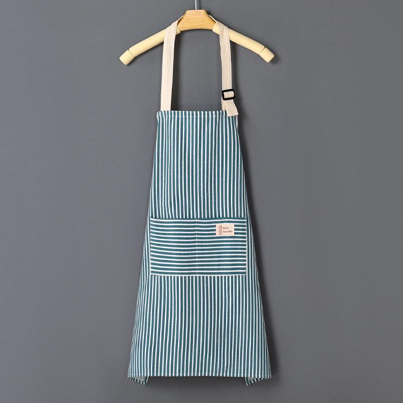 Cotto Linen Striped Apron With Thin Cotton Fabric Waistband For Stain Oil Resistance Coffee Overalls Apron Kitchen Accessories