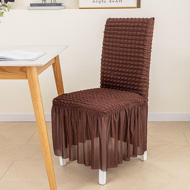 Seersucker Etek Sandalye Kılıfı Yemek Odası Ziyafet Düğün Streç Yıkanabilir Koltuk Kılıfı Ev Dekorasyonu Kir Tutmaz Elastik 1 ADET