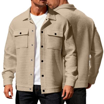 Neuer Herbst- und Winter-Herren-Jacquard-Karomuster Lässiger Revers-Strickjacke Mode-Hemd Reißverschlusstasche Geknöpftes Sweatshirt