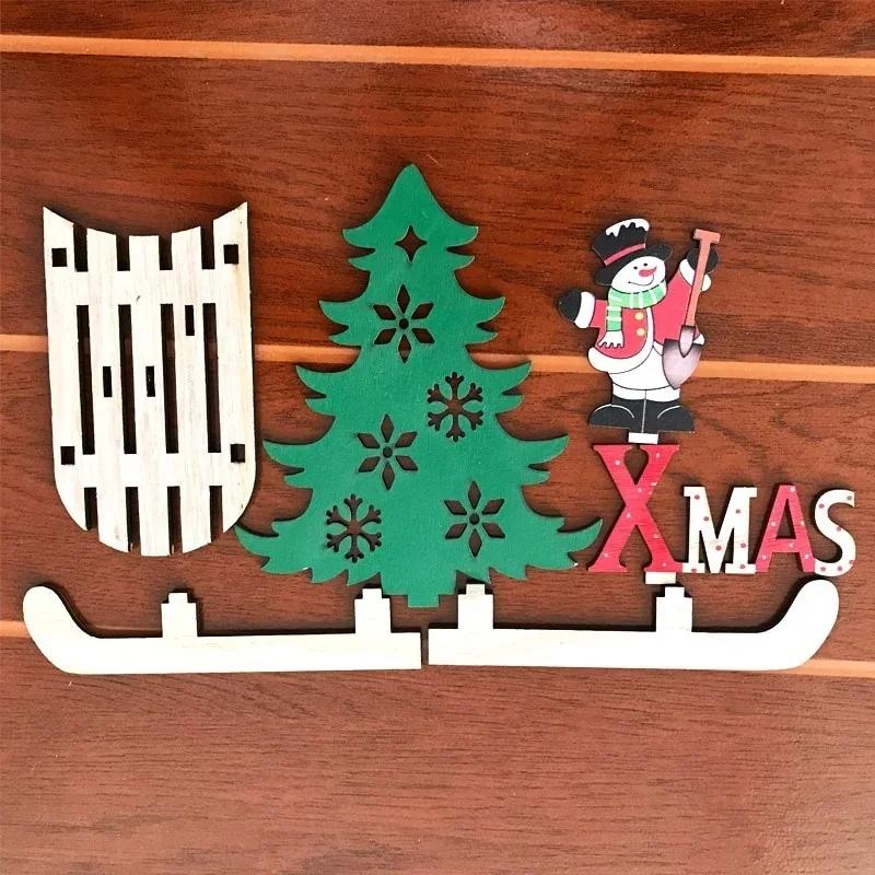 Wooden Elk Christmas Decoration for Home Splice Deer Xmas Ornaments Kids Gift for Home Christmas Party Decorations