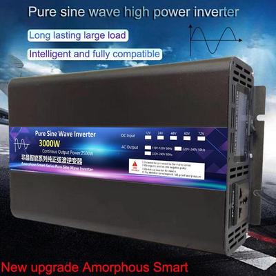 Saf Sinüs Dalgası Güç İnvertörü 3000W DC 12V 24V 48V AC220V Taşınabilir Güç Bankası Dönüştürücü Güneş Arabası İnvertörü Trafo