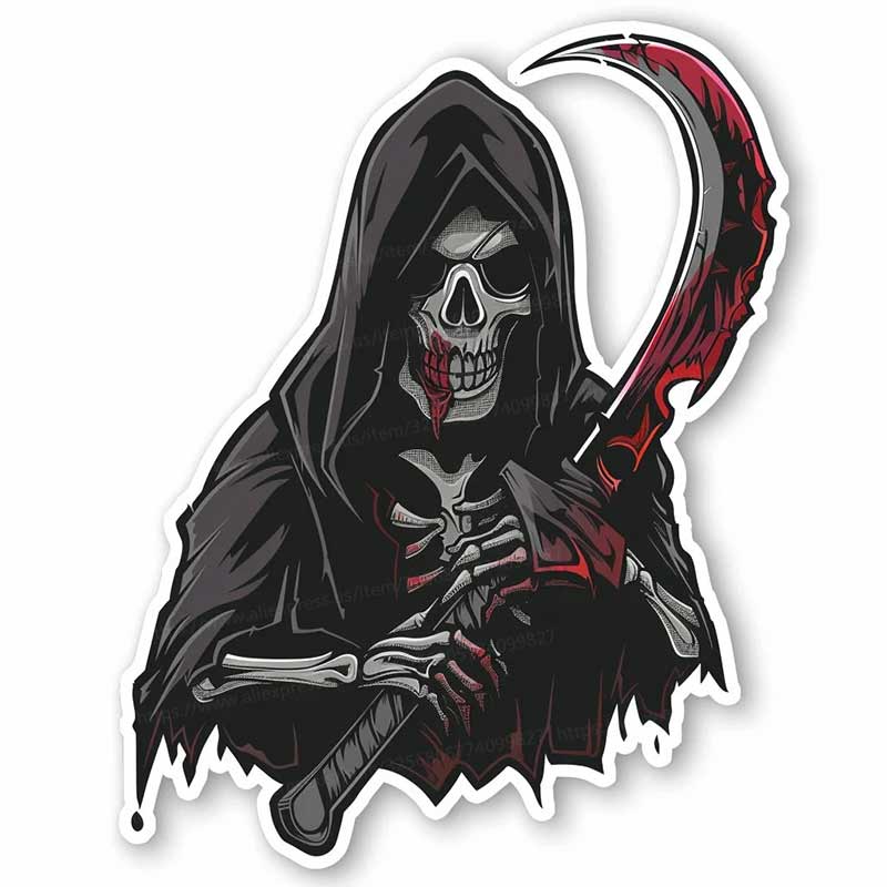Adesivo per Auto Morte con Falce Decalcomania in Vinile Impermeabile Finestrino Posteriore Moto Camper Paraurti Camion Decorazione Laptop Y77