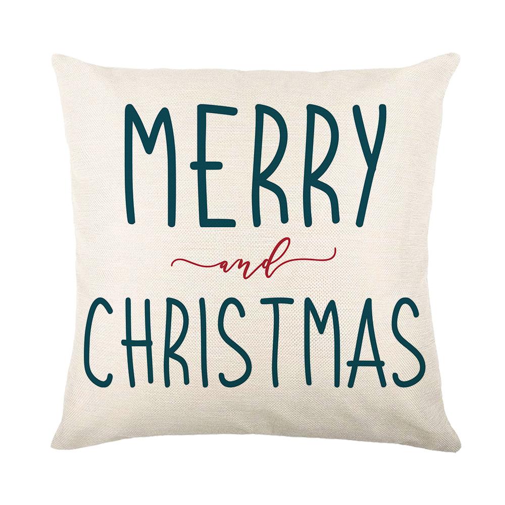 Christmas Letter Printed Pillow Cover Home Sofa Cushion Cover Christmas Snowman Bedroom Cushion Cover