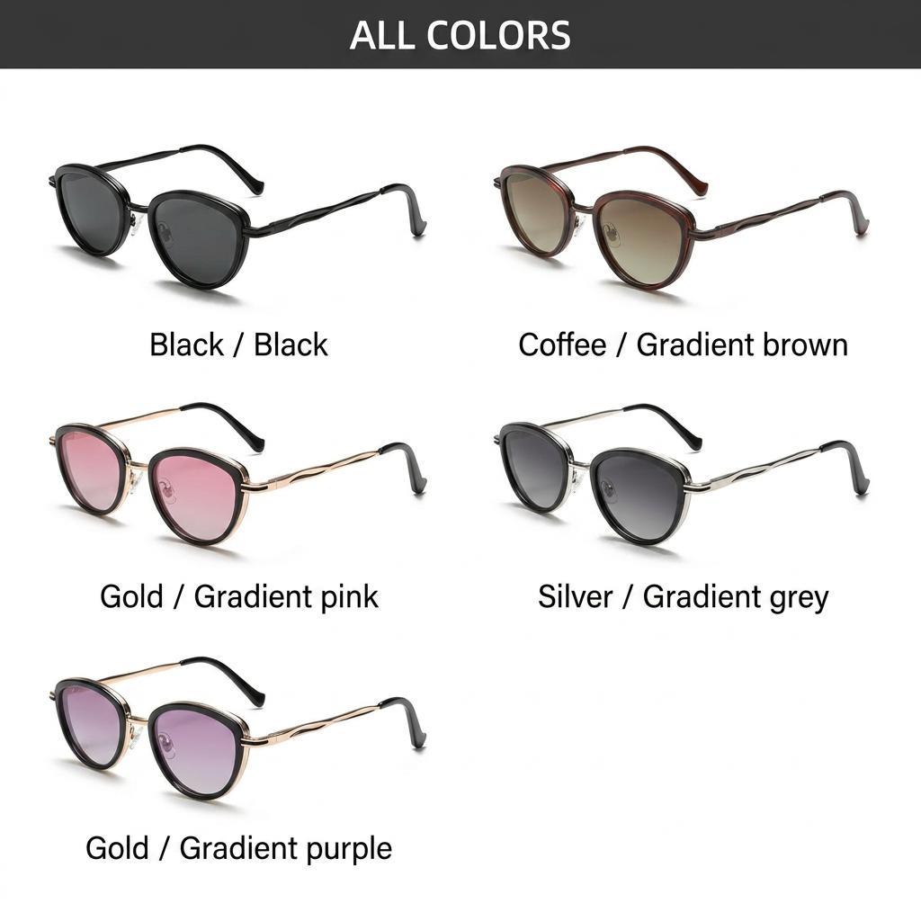 Cat Eye Polarized Sunglasses For Men Women, Uv400 Protection Tac Lens Trendy Metal Frame Sun Glasses For Driving Travel Style