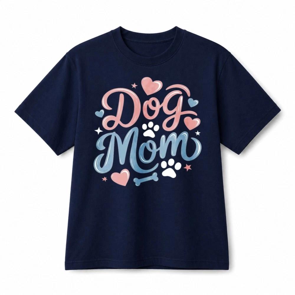 Dog Mom Cute Paw Print Heart Dog Lover Pet Parent Cotton Casual T-Shirt Unisex XL