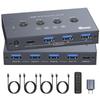 USB 3.2 Switch: 4 USB-A inputs, 3 USB 3.2 outputs, 1 USB-C output with Hub.