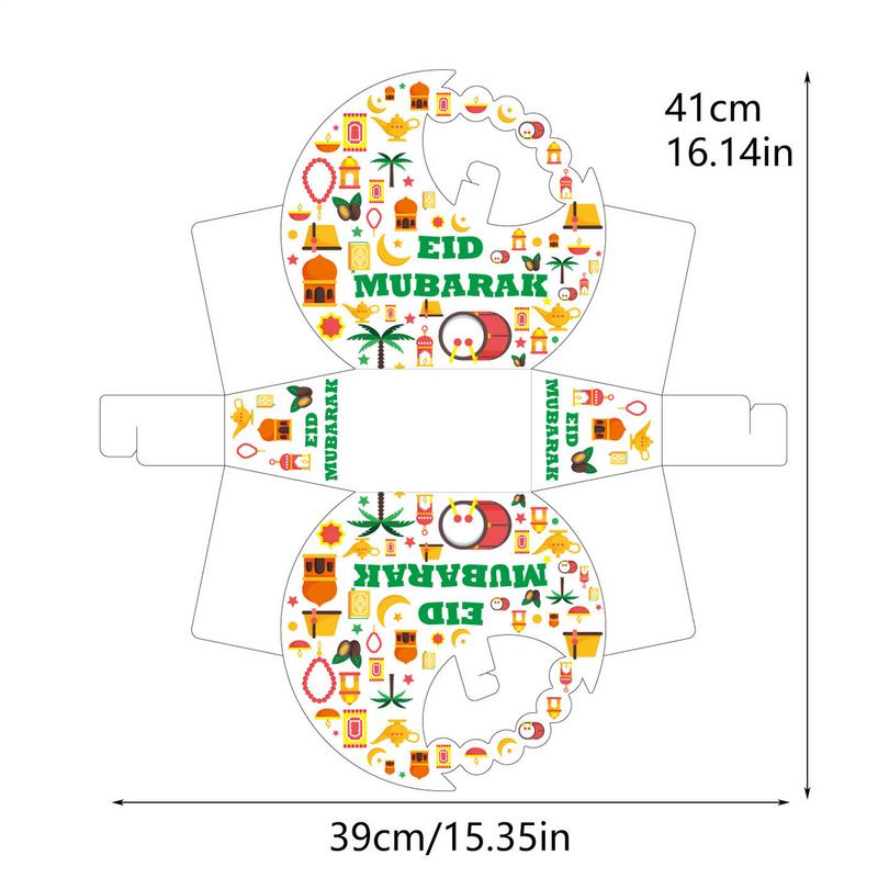 Eid Mubarak Moon Shape Gift Boxes Candy Cookie Packaging Boxes Muslim Islamic Party Decoration Ramadan Kareem Gift Supplies