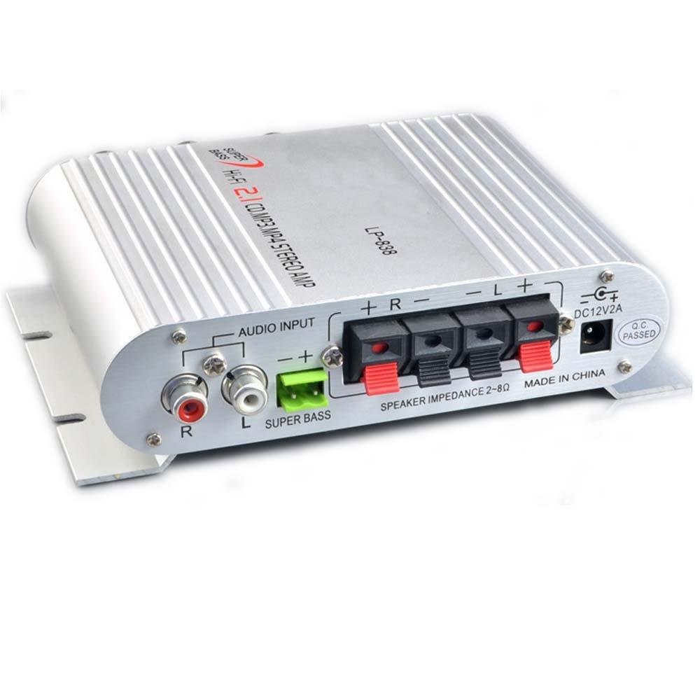 PolarLander Power Car Amplifier MP3 Radio Audio Stereo Bass Speaker Booster Player for Bike Home No Power Plug Hi-Fi 2.1