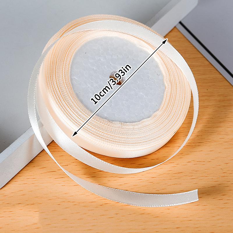 1Cm (25 Yards/Roll) Satin Flat Ribbon Roll Gift Flower Bouquet Packaging Wedding Birthday Ribbon Making Diy