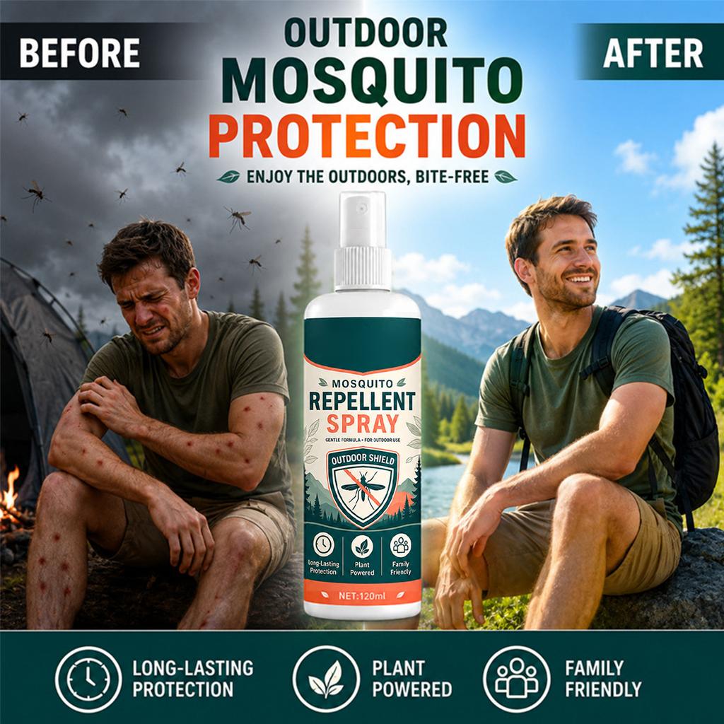 Mosquito Repellent Spray 120ml Plant-Based Formula Long-Lasting Protection for Outdoor Use Family Friendly Insect Shield