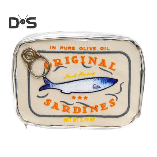 Canned Sardines Makeup Bag Large Capacity Zipper Closure Exquisite Embroidery Patterns Portable Travel Toiletry Bag Cosmetic Organizer