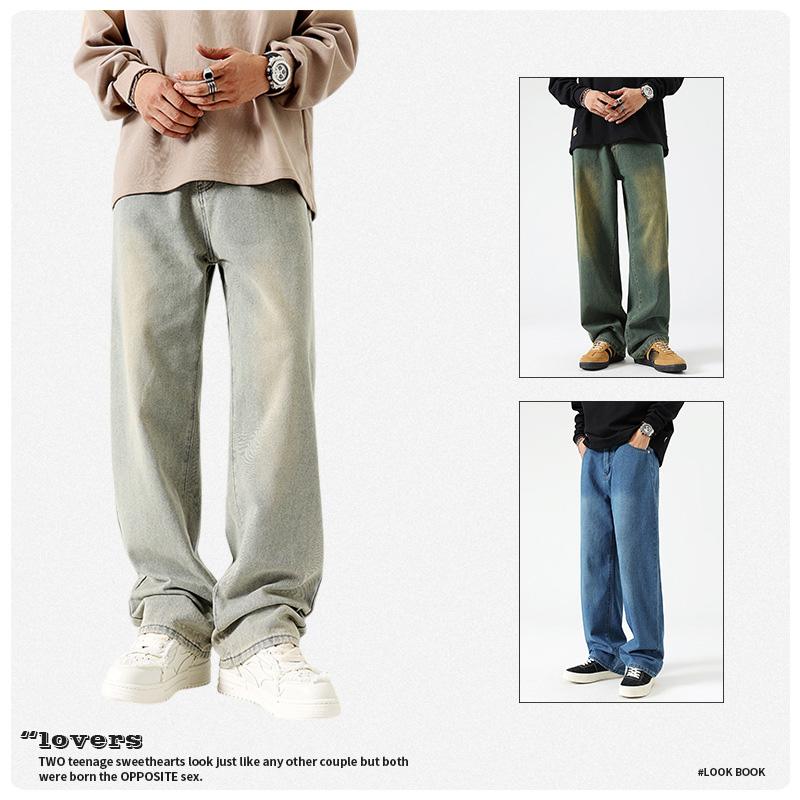 Four Seasons Men'S Wear | American Retro Cowboy Pants, Street Trendy Brand Straight Leg Pants, High Grade And Handsome Jeans