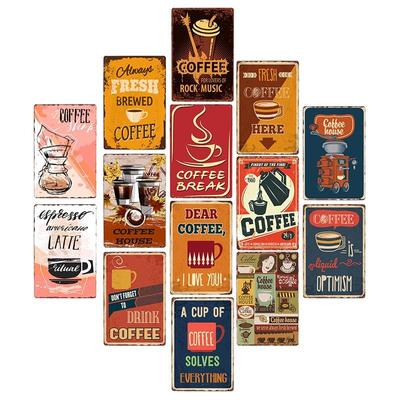 Retro Metall Kaffee Blechschilder Cafe Shop Plakette Vintage Bar Pub Wand Deko Poster Home Decor 20x30cm