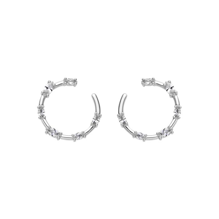 Boucles D'oreilles Luxenter En Argent 925 Et Zirconium Brillant Plaqué Finition En Rhodié - Parkya