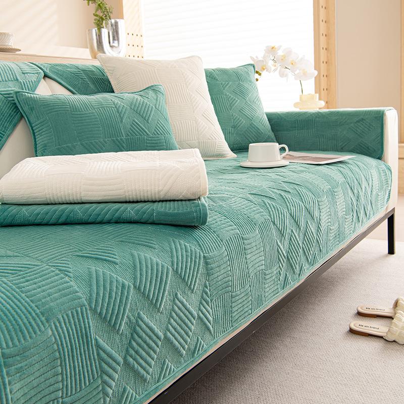 Plüsch Geometrie Sofabezüge Haustiere Kindermatte Sofas Bezug Rutschfester Couchschoner Überwurf Einfarbig Sofakissen für Wohnzimmer