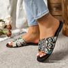 2025 Summer New Foreign Trade Large Size Women's Slippers Bohemian One-word Flat Bottom Women's Cool Slippers Slippers