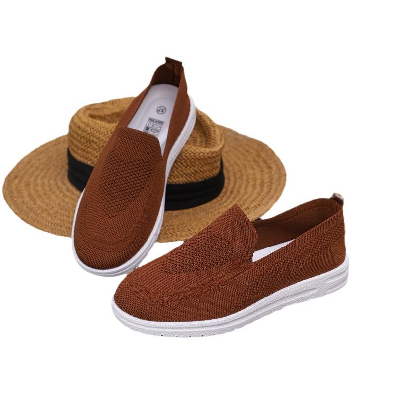 Foreign trade casual single shoes women's shoes autumn new fly-woven mesh round head one pedal large size flat bottom cross-border women