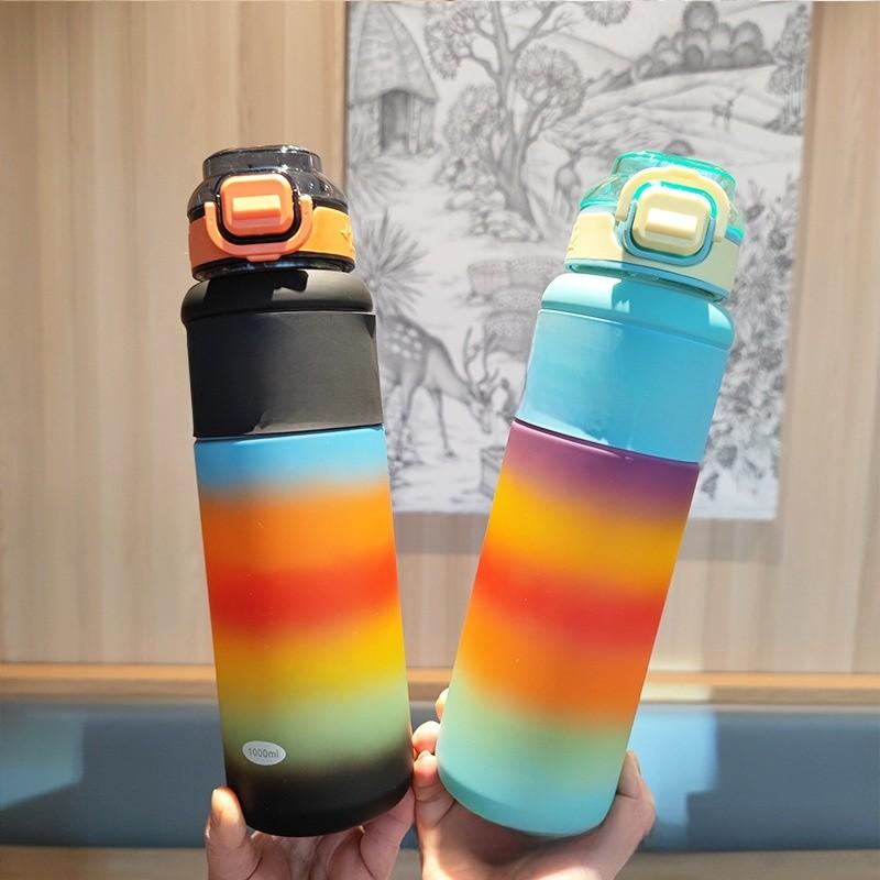 Plastic Straw Water Bottle With Leakproof Seal For Outdoor Sports And Students