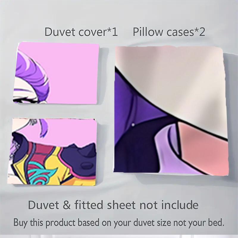 3pcs K-pop girls Anime Character Home Bedding Set-Universal Three-Piece Suit for Bedroom, Guest Room, Living Room, Hotel Decor-Perfect Gift