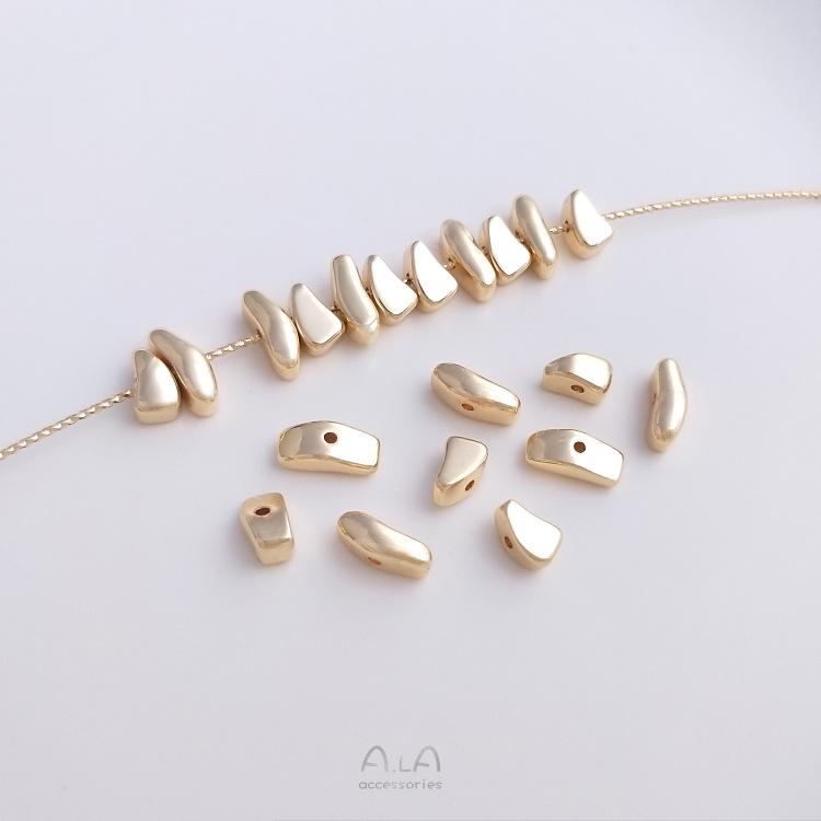 

14K Gold-Plated Irregular Loose Stone & Gold Foil Beads for DIY Jewelry Making