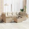 Garden Sofa Set with Cushions 7 Pcs Beige Poly Rattan