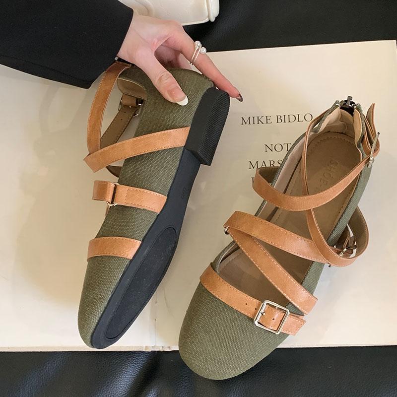 

Мода Роскошная Мода Перекрещенные Женские Балетки Новинка 2025 Молнии Женская Обувь с Ремешком и Пряжкой Круглый Носок Женские Балетки 35 зелёный