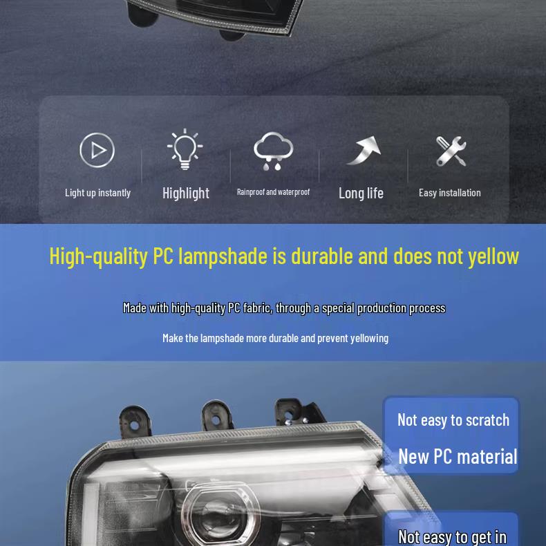 Super Bright LED Headlight Assembly for Sinotruk Howo T7H - Modified A7/T5G/TX/T6G Bi-Xenon