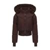Dames Bomberjack Met Capuchon Cropped Jas Winterjas Vrouw Cool Warm Kleding Koffie Zwart Wit Kledingtrend