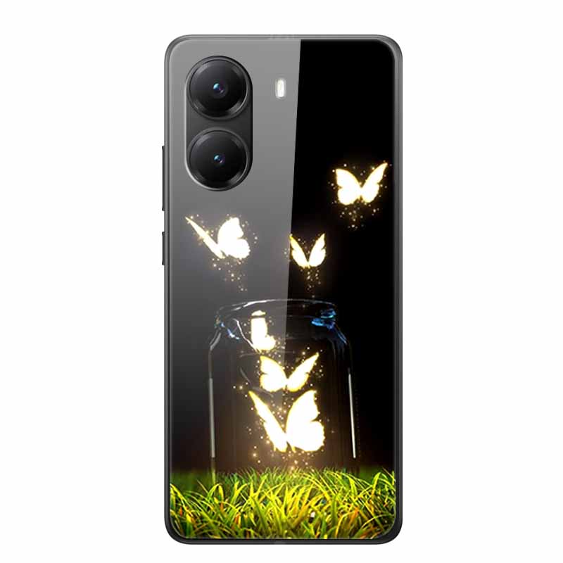 Glass Case for Poco X7 pro Luxury Phone Back Capa Lovely Case for PocoX7pro X 7 pro Hard Tempered Shield Animals Cartoon Cover