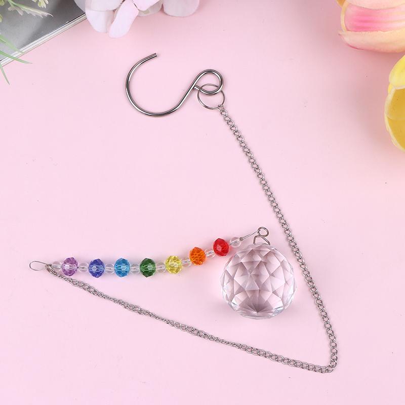 1Pc Colorful Crystal Sun Catcher Rainbow Maker with Hanging Chain for Home Decoration Thanksgiving Theme