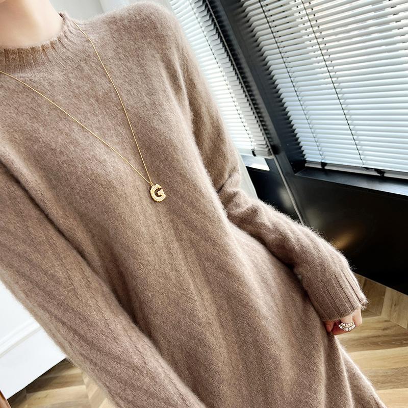 Sukienka damska z kaszmiru Qinghe kaszmir 30% kaszmir 70% wełna jesienno-zimowa spódnica z kaszmiru miękka i ciepła