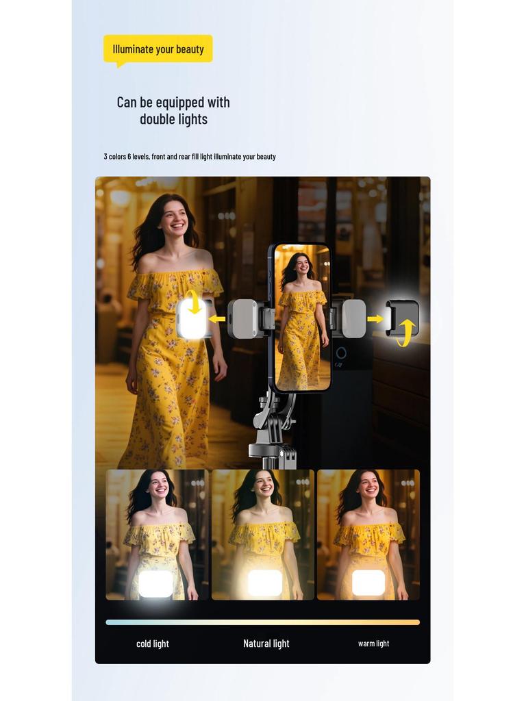 Anti-Shake Selfie-Stick mit einziehbarem Vierbein-Ständer für Live-Streaming und Fotografie