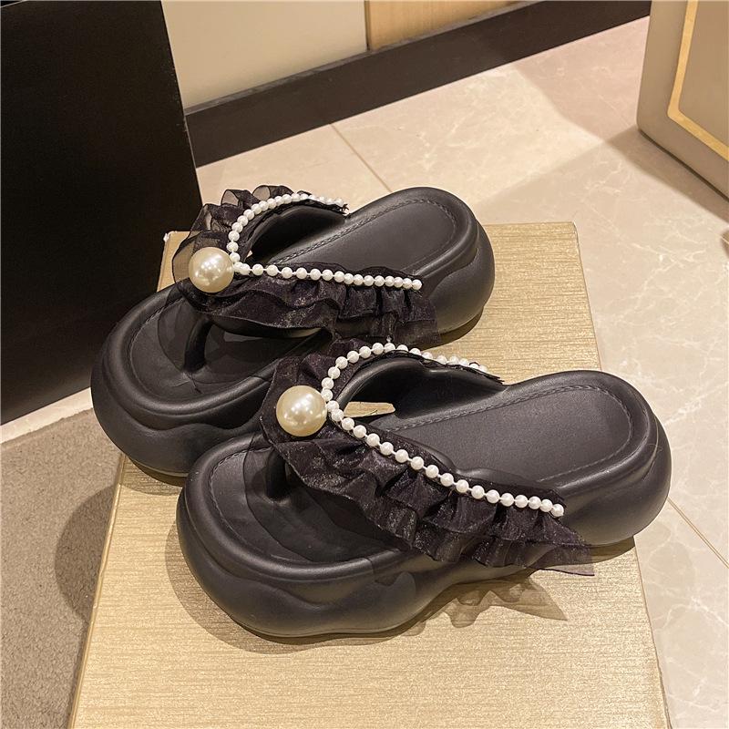 

Шлепанцы на толстой подошве женские летние для улицы модные повседневные шлепанцы с перемычкой для дома нескользящие увеличивающие рост пляжные крутые шлепанцы женские 40/41 чёрный