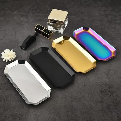 Aço Inoxidável Forma de Losango Hexagonal Armazenamento de Cosméticos Mesa Bandeja de Joias Bandeja Multifuncional para Casa Jantar Recipientes