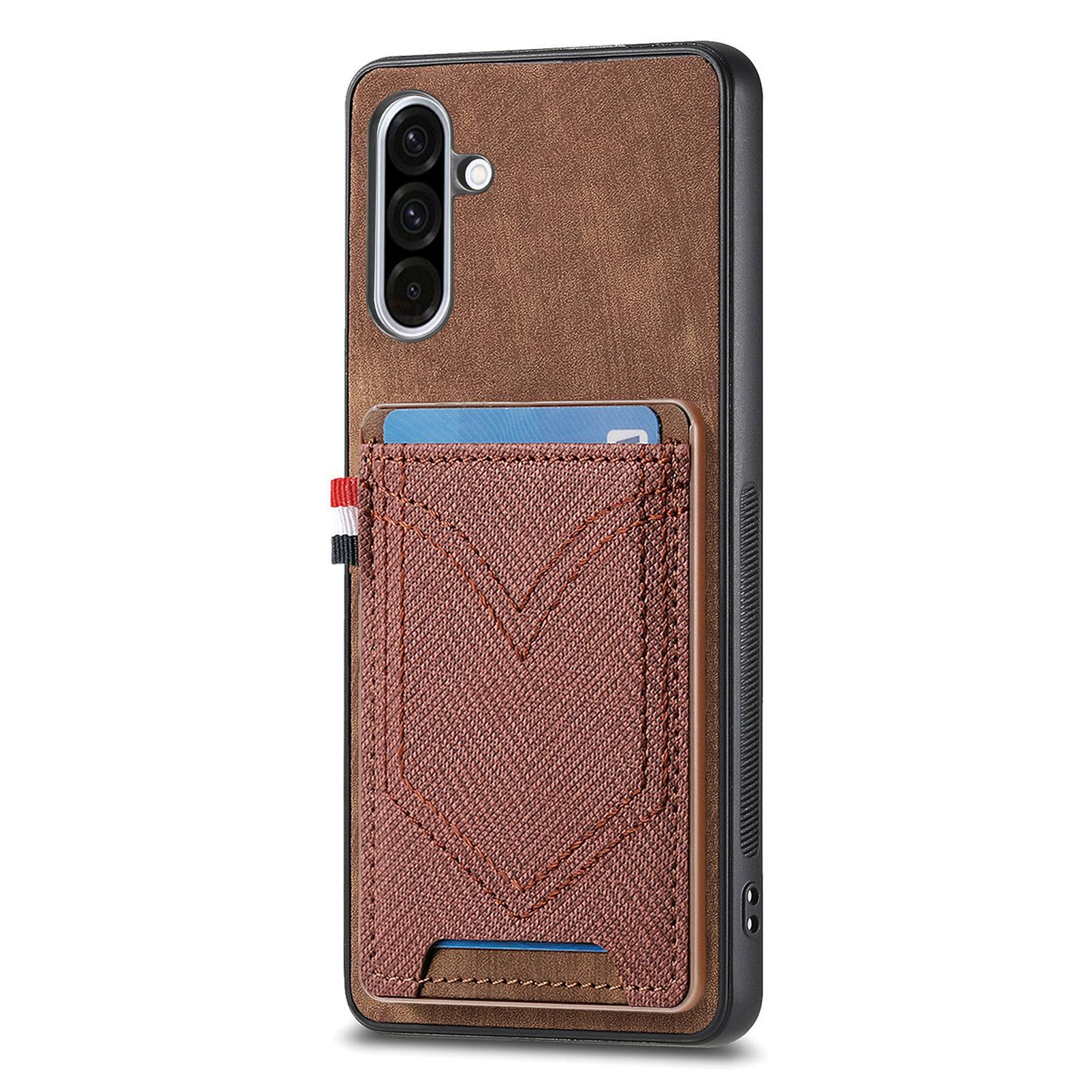 

For Samsung Galaxy A36 5G Phone Case Retro Jean Cloth Texture Leather Back Cover with Card Holder F
