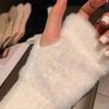 Soft & Warm Fingerless Gloves - Stylish Elegant Plush Splicing Knit Gloves for Autumn Winter with Coldproof Elastic Wrist Cover