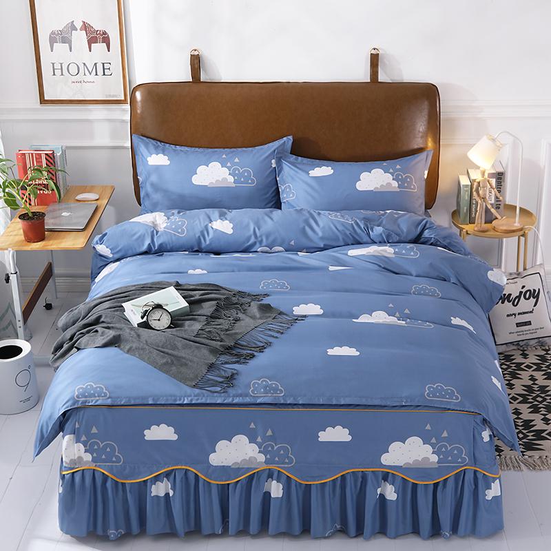 

Fashion Lattice Bedding Set Bed Sheet Cute Princess Bed Skirt Sided Ruffle Flower Quilt Cover Pillowcase Bedclothes Home Textile Flat Bed Sheet&150x200 3pcs