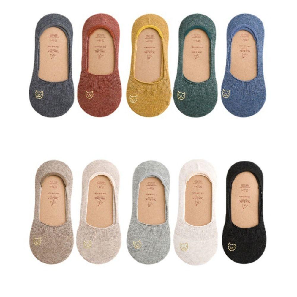 

Random Color Cotton Bottom Invisible Embroidery Socks Shallow Mouth Socks Ankle Socks Boat Socks Random Color