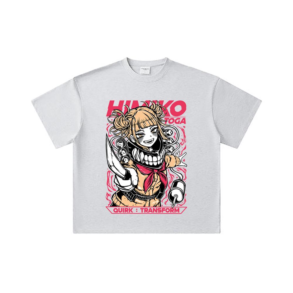 260 GSM Double Yarn 32 Count 100% Cotton My Hero Academia V12 Toga Print Unisex Heavy Cotton T Shirt