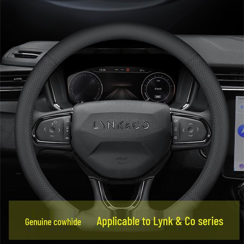Genuine Leather Steering Wheel Cover for Lynk & Co Models 01, 03, 05, 06, 08, 09 - Ultra-Thin Design