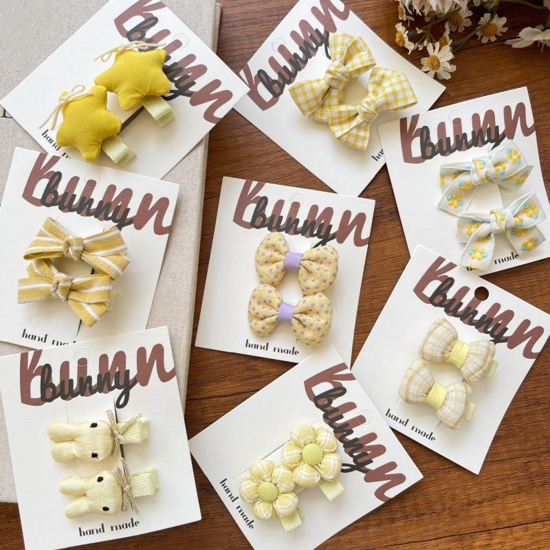 2pcs/set Funny Bunny Baby Girls Hair Clip Bow Flower Star Lattice Kids Hairclips Hairpins Headdress Children Hair Accessories