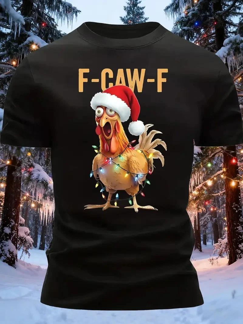 Funny Christmas Rooster T-Shirt - F-CAW-F Christmas Shirt S-5XL Q4758 4XL