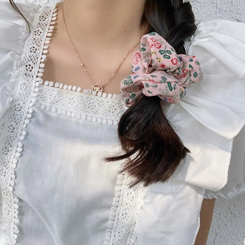 5Pcs Fragmented Large Intestine Hair Circle,French Fabric Hair Cord Small Fresh Headband Hair Accessory,Travel Accessories