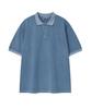 WACKY WILLY Pigment-Dyed Collared T-Shirt Blue