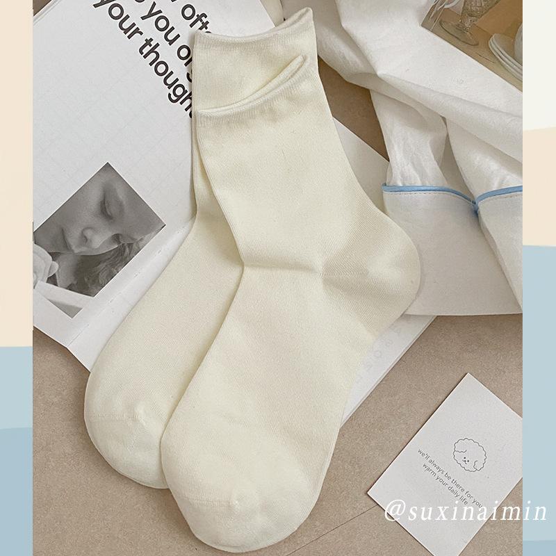 Twist Button Wool Socks Children'S Medium Tube Socks Korean Thickened Warm Maillard Long Texture Stacking Socks