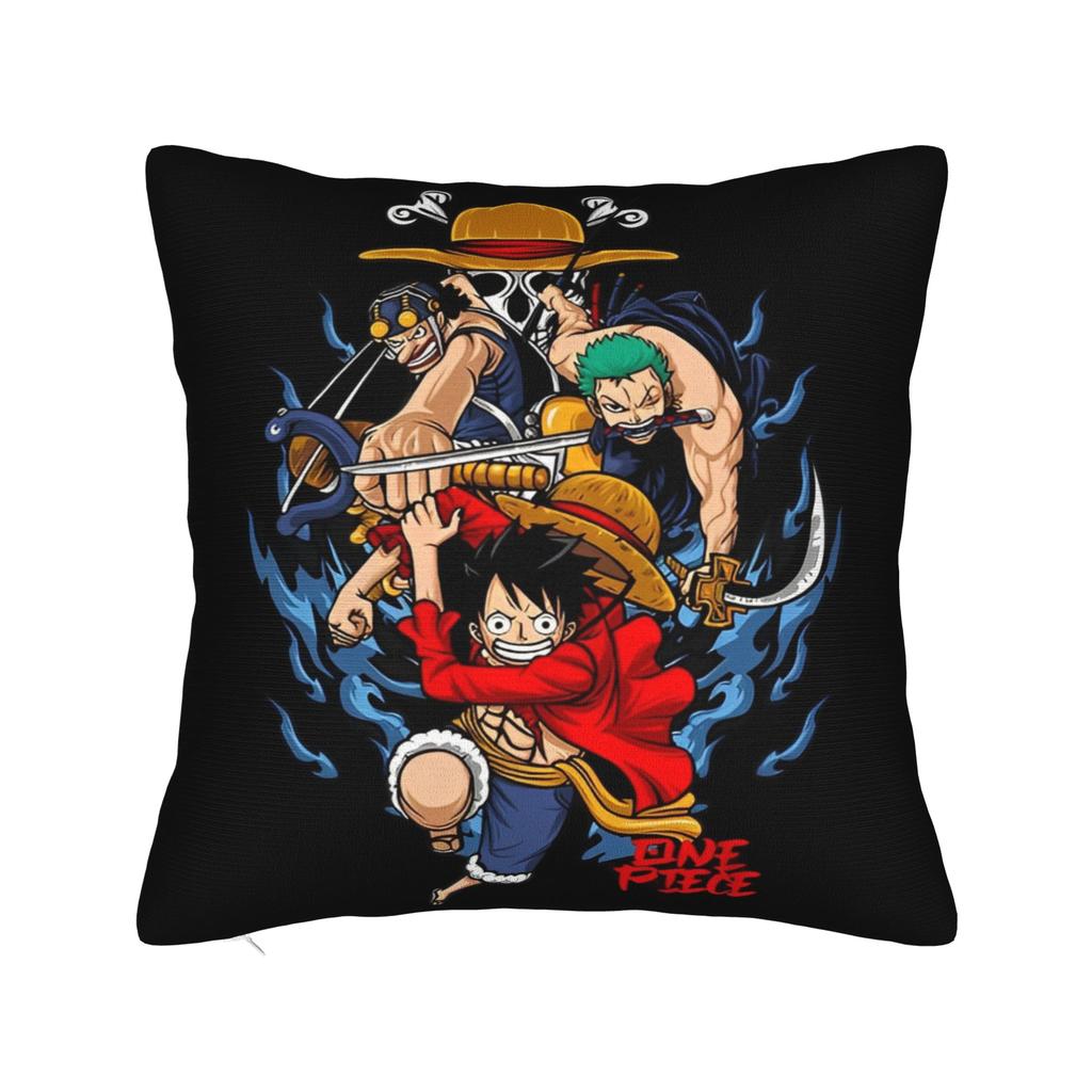 Luffy Anime  Skull Square Pillow Case  Cushion Cover Funny Zipper Decorative Pillowcover for Sofa Cm