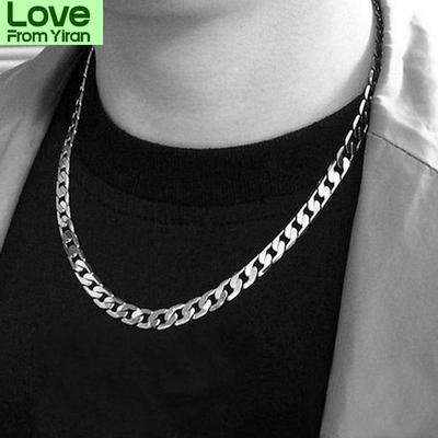 Stainless Steel Men Chain For Necklace Cuban Link Chains Male Neck Silver Color