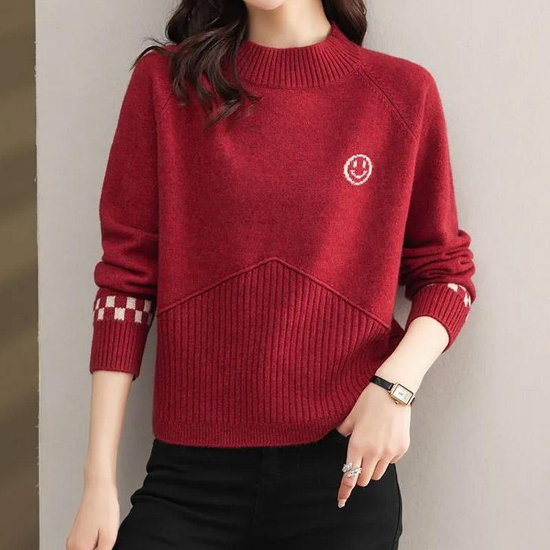 Sweater for Women Autumn Winter Thickened Pullover Warm Knitted Stretchy Long Sleeve Oversize Jumper Tops