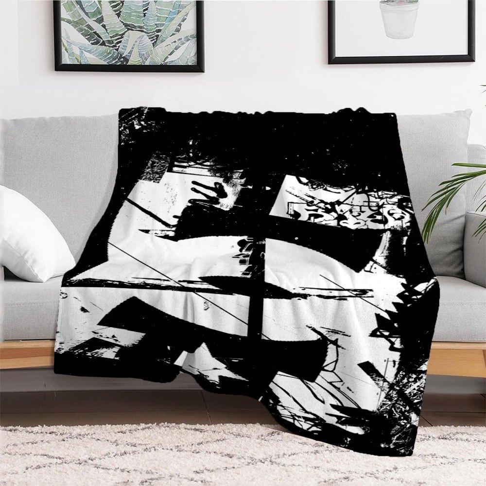 Abstract Graffiti Art Print Urban Street Style DecorBlanket Flannel Throw Blanket for Sofa, Bed, Travel, Camping, Office, Couch, Chair